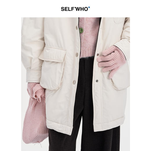 SELFWHO粉色保暖五指手套女2024秋冬新款纯色可护手触屏分指手套 商品图2