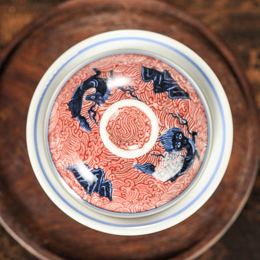 永明尚玩釉里红明海八怪二才盖碗 商品图5