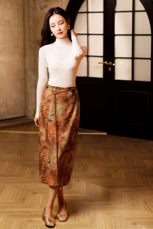 逸红颜明月优选 #敦煌配色针织半裙【霓裳舞】手工盘扣腰带，大梦敦煌 商品图2