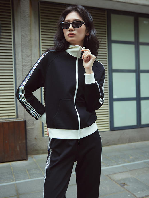 威雅/RARE 羊毛休闲外套直筒运动裤黑色女士休闲套装 商品图0