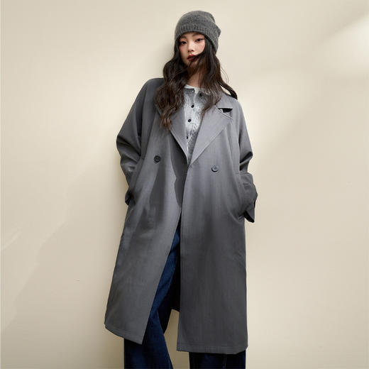 西遇英伦风复古垂感宽松长款风衣女秋季高级感外套V3742710 商品图4