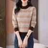CC-103-77116秋冬2024新款女士洋气半高领提花打底针织衫宽松显瘦毛衣 商品缩略图3