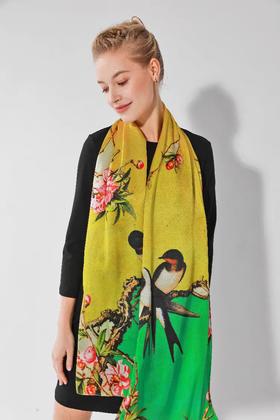 喜得宝丝巾 杭州丝绸100%桑蚕丝 1865炫彩数码印花长巾