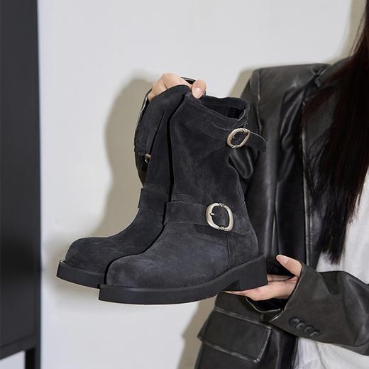 废土沙丘~【超软糯厚底机车扣带短靴】秋冬季新款马丁靴堆堆靴 松弛舒适感 商品图2