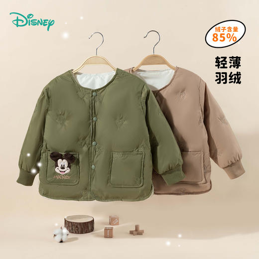 迪士尼【校服神器】24秋冬新款男童轻薄羽绒服米奇刺绣可内搭外穿外套ZD4DS028 商品图0