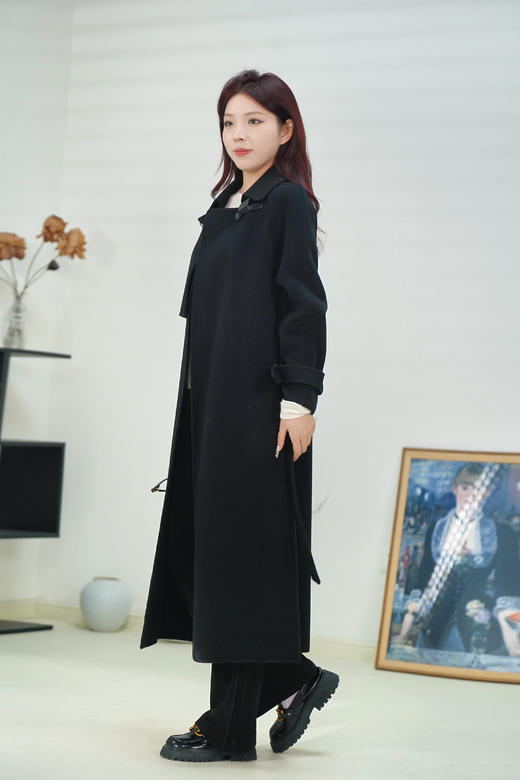 【XS2】GIMING黑色气质大衣【94.9%绵羊毛5.1%山羊绒】G2410D031101A 商品图3