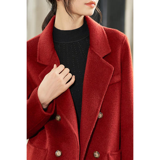 剩M/L/XL/XXL 100%全羊毛大衣 轻暖不软塌 显白优雅 结婚/酒席/出游适穿 米思阳2025冬季新款高端双面呢大衣休闲减龄西装外套女3924 商品图4