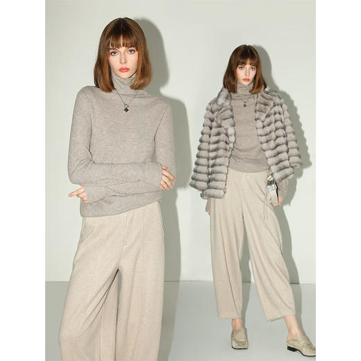 COCOBELLA羊毛醋酸混纺针织灯笼裤秋束脚奶奶裤休闲裤PA7046-2 商品图2