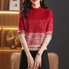 CC-103-1391秋冬季女士打底衫2024新款洋气半高领撞色小个子宽松毛衣 商品缩略图1