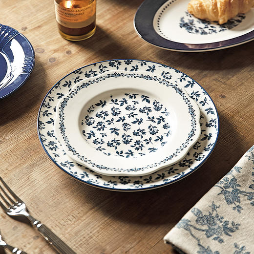 摩登主妇蓝黛庄园釉下彩陶瓷饭碗家用2024新款汤碗高级感餐具盘子 商品图1