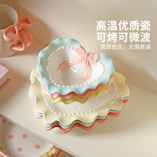 摩登主妇蝴蝶结餐具酸奶碗家用2024新款高颜值碗具餐盘陶瓷水果碗 商品图2