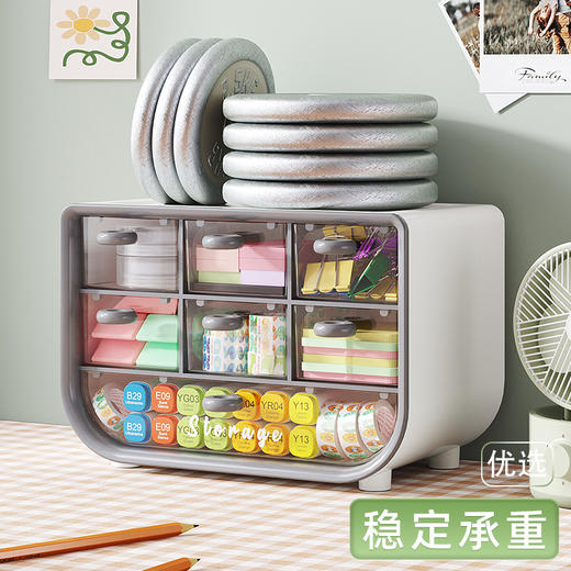 「抖音同款！多功能收纳盒」桌面多功能收纳盒学生宿舍化妆品文具大容量整理盒皮筋首饰透明盒 商品图2