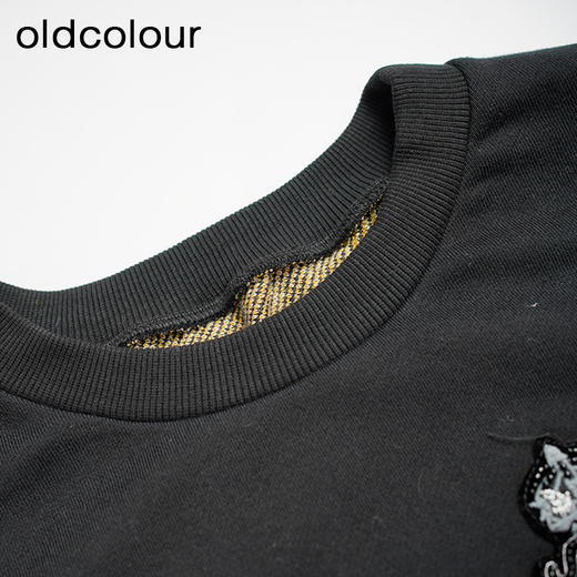 oldcolour冬季黑色气质休闲通勤宽松百搭毛织套头衫M44052411A 商品图2