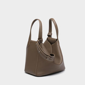 MESCOLATO意大利头层牛皮通勤女单肩包质感水桶包斜跨菜篮子