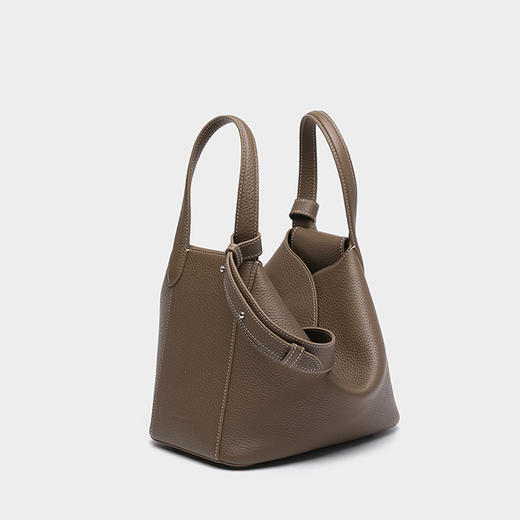 MESCOLATO意大利头层牛皮通勤女单肩包质感水桶包斜跨菜篮子 商品图0