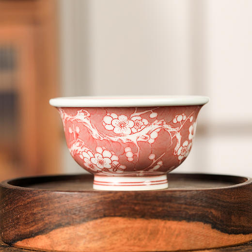 永明尚玩釉里红全红冰梅压手杯 商品图0