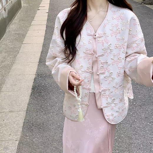 金蘑菇菇【橘虞初梦】设计师高定新中式国风浮雕高级感气质*外套女 商品图1