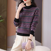 CC-103-77116秋冬2024新款女士洋气半高领提花打底针织衫宽松显瘦毛衣 商品缩略图1