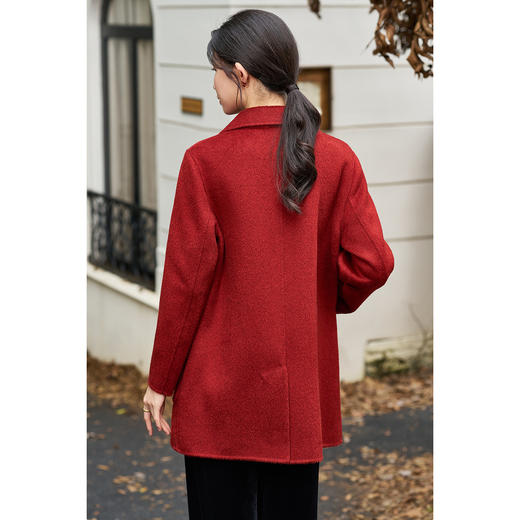 剩M/L/XL/XXL 100%全羊毛大衣 轻暖不软塌 显白优雅 结婚/酒席/出游适穿 米思阳2025冬季新款高端双面呢大衣休闲减龄西装外套女3924 商品图3