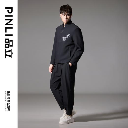 PINLI品立秋季新款新中式立领夹克外套男士刺绣国潮休闲西服B243104038 商品图1