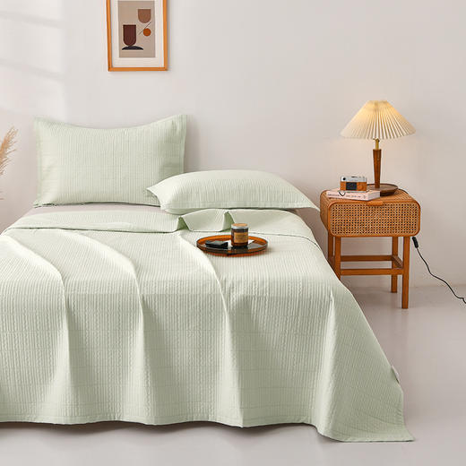 【全棉夹棉四季盖毯】水洗棉床盖纯色床单全棉夹棉床盖四季盖毯床盖可机洗 商品图0