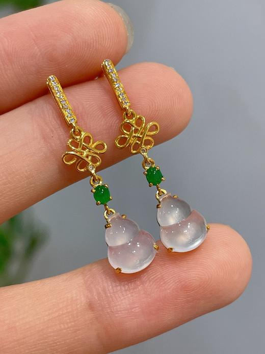 18K金高冰葫芦耳坠 商品图2