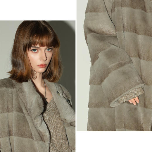 COCOBELLA高奢段染软糯丰盈环保皮草外套女冬长款大衣FU3002 商品图3