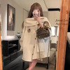 西遇中长款米色斗篷大衣女秋季新款保暖简约设计感毛呢外套SS141158 商品缩略图2