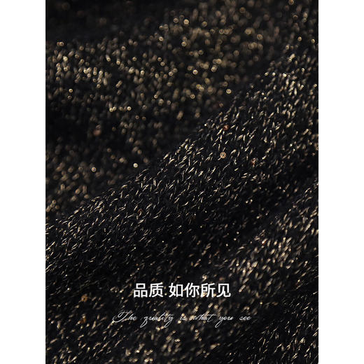 COCOBELLA[璀璨星河]黑金亮片针织连衣裙女高领毛衣裙FR3066-2 商品图3