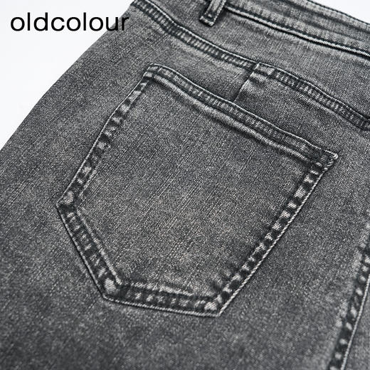 oldcolour休闲气质百搭高腰显瘦修身灰色牛仔裤女L44113424 商品图4