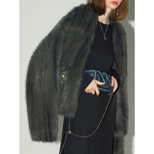 COCOBELLA高奢仿蓝狐丰盈环保皮草外套冬定制腰带大衣FU3023 商品图1