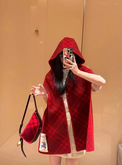 巴家 格纹羊毛连帽围巾 商品图1