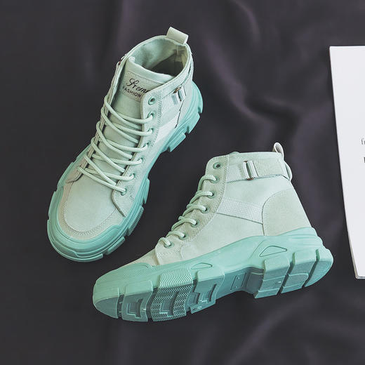 【秋冬新款马丁靴】学生百搭骑士短筒高帮小短靴 chic帆布鞋登山女鞋 商品图3