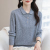 CC-38-6275简约大码100纯羊毛娃娃领减龄秋冬新款宽松女士针织打底衫厚毛衣 商品缩略图1