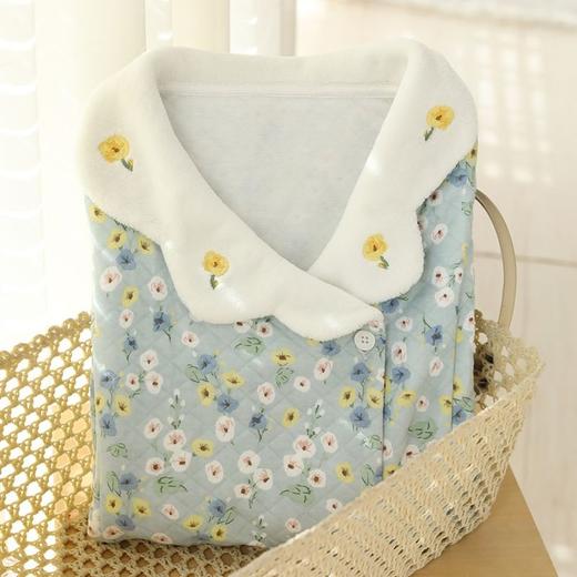 夕颜睡裙女秋冬碎花空气棉加厚甜美棉质家居裙LZ2227 商品图6