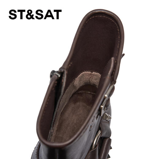 【绒里可选】星期六摩登方头铆钉粗跟时装短靴SSC4116400/SSC4118400 商品图9