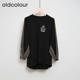 oldcolour冬季黑色气质休闲通勤宽松百搭毛织套头衫M44052411A