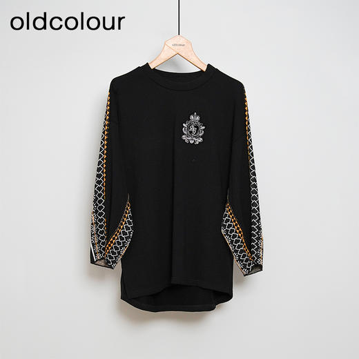 oldcolour冬季黑色气质休闲通勤宽松百搭毛织套头衫M44052411A 商品图0