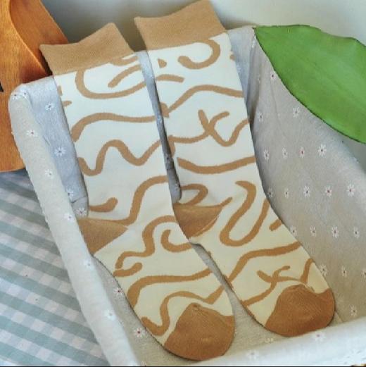 素道有机彩棉毛毛虫中筒袜混色 女袜 袜子 商品图1