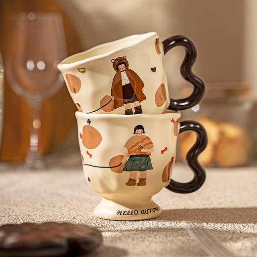 摩登主妇陶瓷马克杯带盖勺早餐杯咖啡杯家用喝水杯特别好看的杯子 商品图0