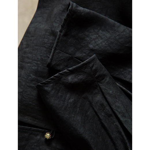 丁摩 桑蚕丝非遗香云纱龟纹上衣 气质单排扣宽松显瘦真丝圆领外套4ZF-053 商品图2