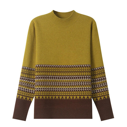 CC-101-98966半高领女士毛衣秋冬季新款拼色慵懒风上衣条纹软糯内搭针织打底衫 商品图4