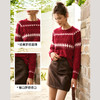 OLrain欧芮儿红色圆领毛衣女秋季2024年新款森系慵懒风套头上衣 商品缩略图2