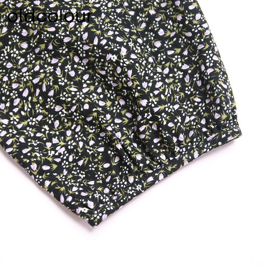 oldcolour春秋款黑色圆领碎花气质宽松长袖连衣裙女DN13103023 商品图3