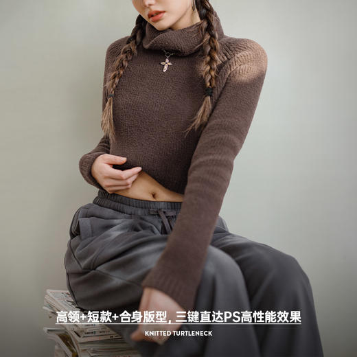 马登仿羊羔绒高领衫保暖抗寒毛衣长袖磨毛内搭打底厚针织衫秋冬女 商品图2