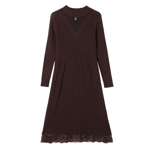 CC-LZ-8158中长款蕾丝针织连衣裙秋冬2024新款收腰显瘦配大衣内搭打底毛衣裙 商品图4