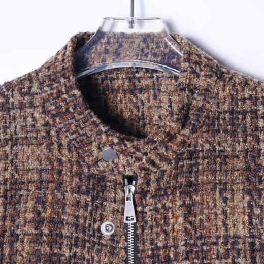 2433808秋冬季新款复古丝绒格纹棒球领休闲百搭夹克宽松潮流外套秋款 商品图1