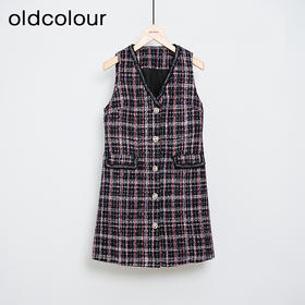 oldcolour冬季复古气质千鸟格百搭宽松马夹背心女DM46032068