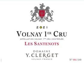 「跨境」2021柯莱氏酒庄沃内圣坛诺园红葡萄酒 Y. Clerget Volnay 1er Cru Santenots
