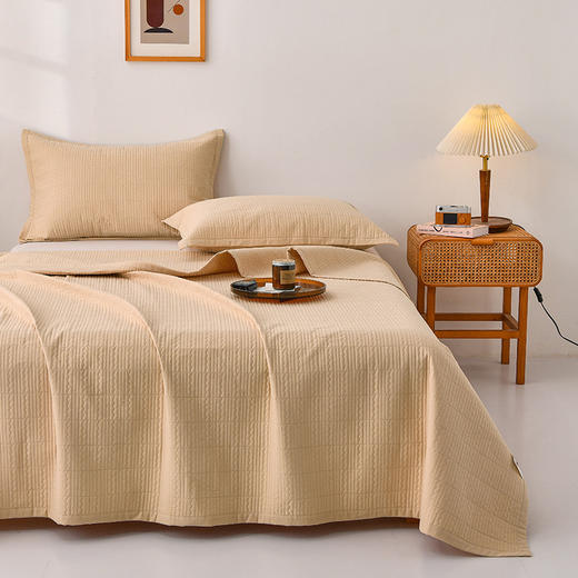 【全棉夹棉四季盖毯】水洗棉床盖纯色床单全棉夹棉床盖四季盖毯床盖可机洗 商品图6